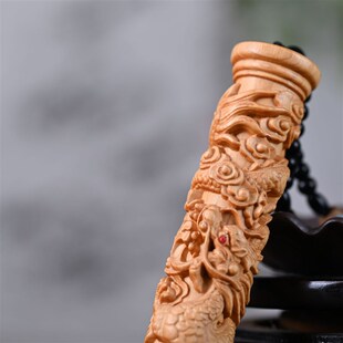 崖柏木雕盘龙柱实木手把件蟠龙生肖龙工艺品金刚降魔杵家居小摆件