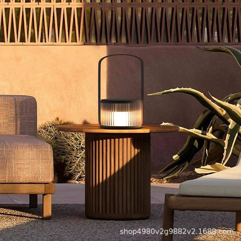 户外太阳能手提灯庭院草坪灯花园氛落地灯围充电台灯草地灯露新款