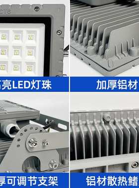 灰色led防爆灯三防投光灯车间厂房灯喷漆房白光24V低压36V加油站