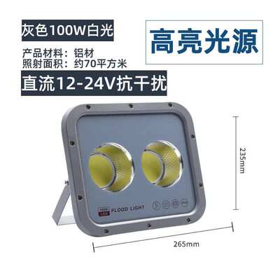 led投光灯低压直流船用电瓶12V24V220V50W100W防水射灯户外泛光灯