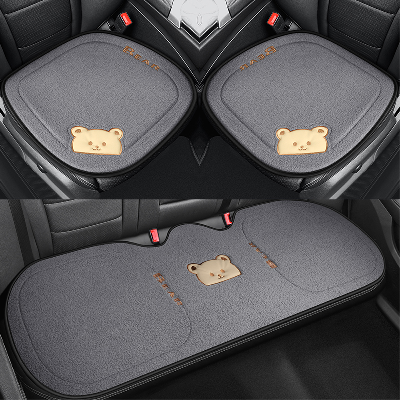 卡通汽车坐垫单片j冬季短毛绒无靠背三件套四季通用座椅垫后排座