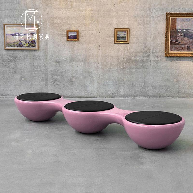 玻璃钢休闲椅防腐木长凳圆凳子创意长椅工厂直销商场公园景观座椅