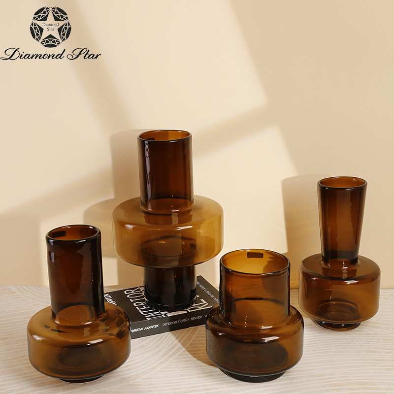 钻石星圆筠玻璃花瓶水培鲜花植物插花器家居桌面软装饰品摆件花瓶