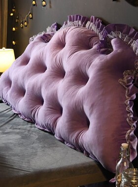 R^公主风床头靠垫蓝色床上靠背榻榻米软包加高大靠枕防撞软垫拆洗