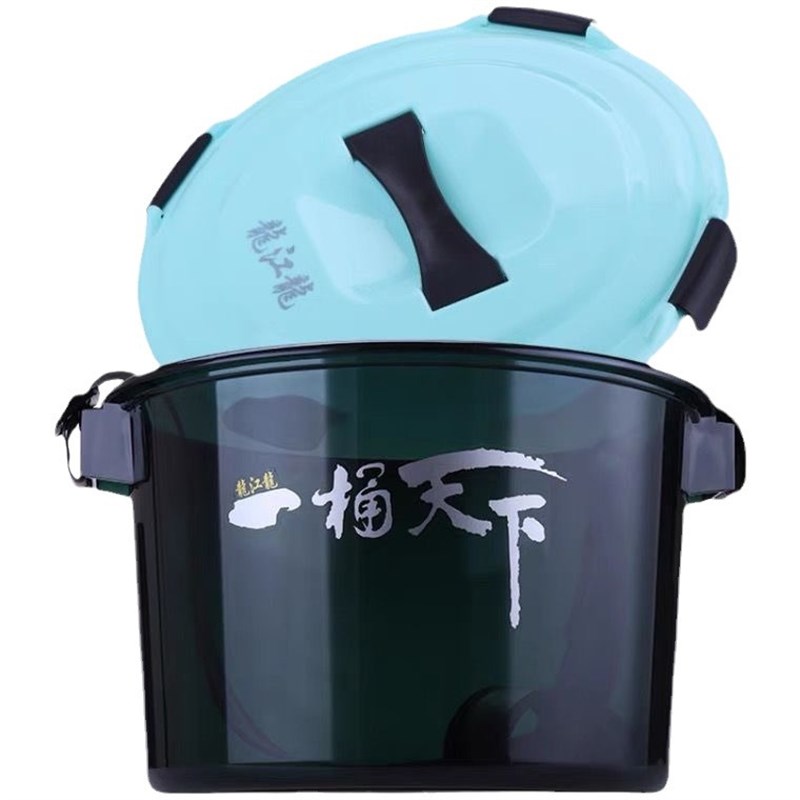 龙江龙升级一桶天下开饵桶多功能拌饵料盒带盖开饵盆PC散炮盆黑坑