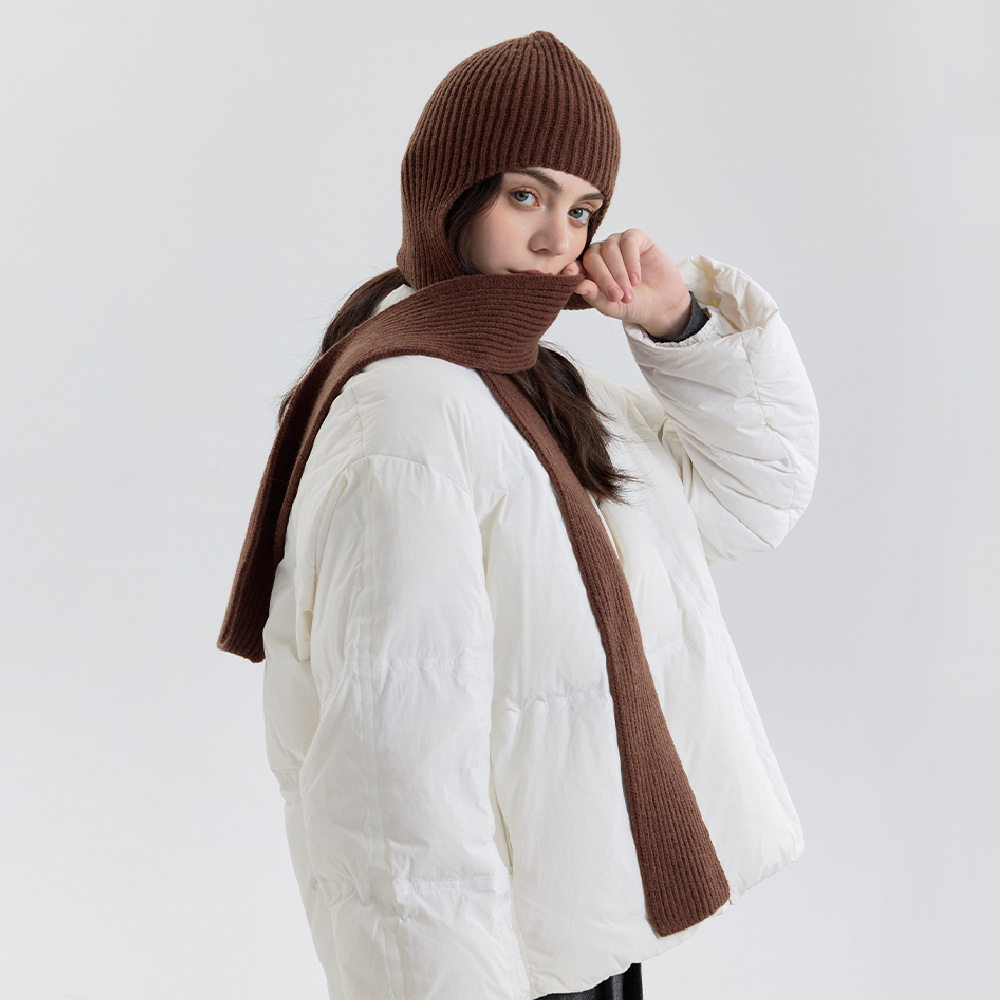 冬季保暖高级时髦针织连帽潮帽子