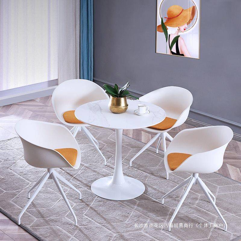 创意休闲板谈桌椅组合商客务接待会洽阳台桌椅咨岩询谈判小圆桌子