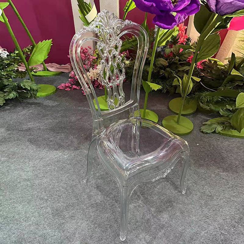 酒店婚礼宫廷椅水晶网红亚克力靠背椅透明一次成型轻奢风塑料椅