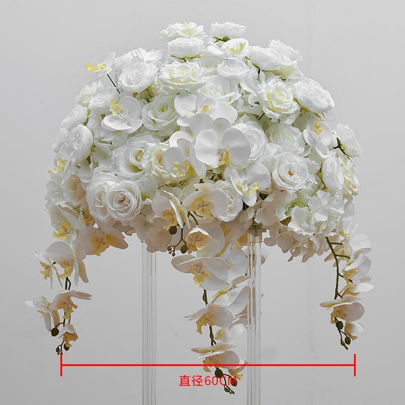 桌花花球仿真蝴兰玫瑰花球西橱式婚礼餐桌布装饰桌花蝶展厅窗求婚