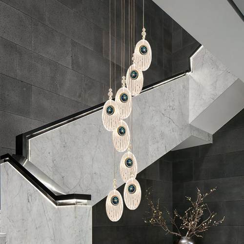 楼梯长灯灯创意贝壳复吊式楼loft墅175公寓装饰吊轻奢别跃层客厅