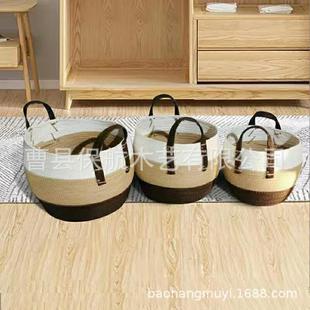 脏衣篮三件套纸手编收纳筐纸编制家编居使用收纳筐可6802编定制