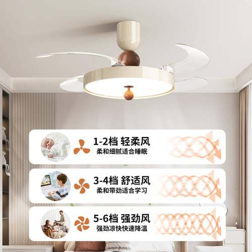 餐厅风现代简约卧新室节能静音电扇灯2025款护眼吸顶扇灯890灯4扇