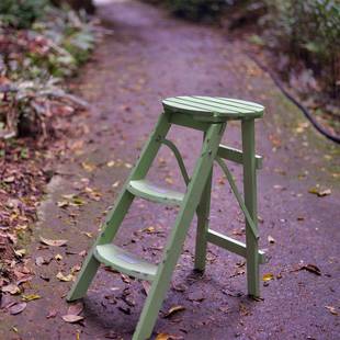 家直园121架销杂货法式艺复古做旧实木折叠三层楼梯花园厂小清新