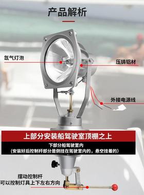 220v船用氙D气灯聚光远射水2v24v水1库鱼塘养殖场超亮H11080探防