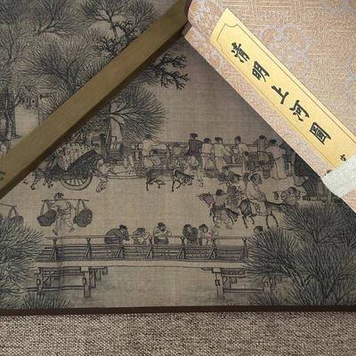 3EW清上明河图张1择端F767M8M8全景仇英长清院本卷高清国画全卷轴