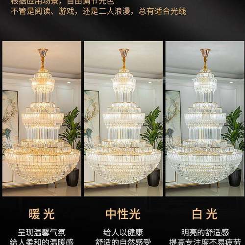 复式客楼厅456大吊灯别墅中空大楼梯跃层楼楼中2025新款欧式厅水