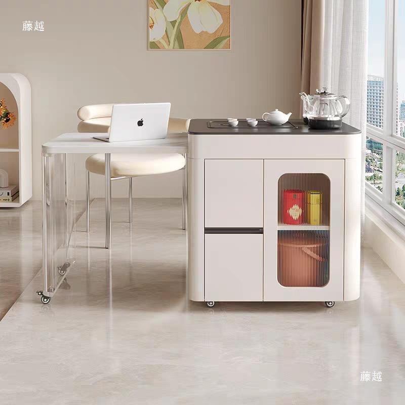 阳茶桌椅合移动茶台家台小用茶车可伸缩AXX组岩板茶水柜沙发边柜