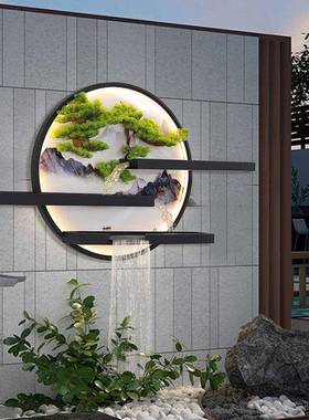 新中式户外防壁灯别墅室外灯影壁墙流水庭水院景观墙花园水ADQ幕