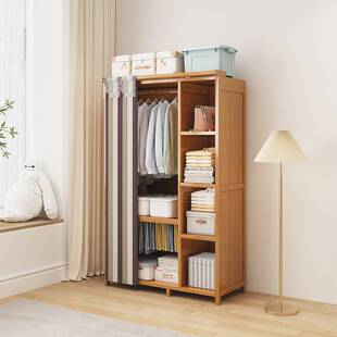 开放式简易衣柜落地挂衣橱结实耐用带遮挡帘出租房防尘经济型包邮
