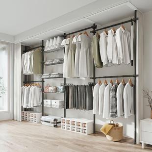 天落立地衣柜宿舍家顶用地式免打孔衣衣FHK架伸缩衣杆衣帽架阳台