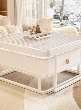 202新款奶油风白岩板约茶几组合轻奢小用户5型客PGF厅家简现代网