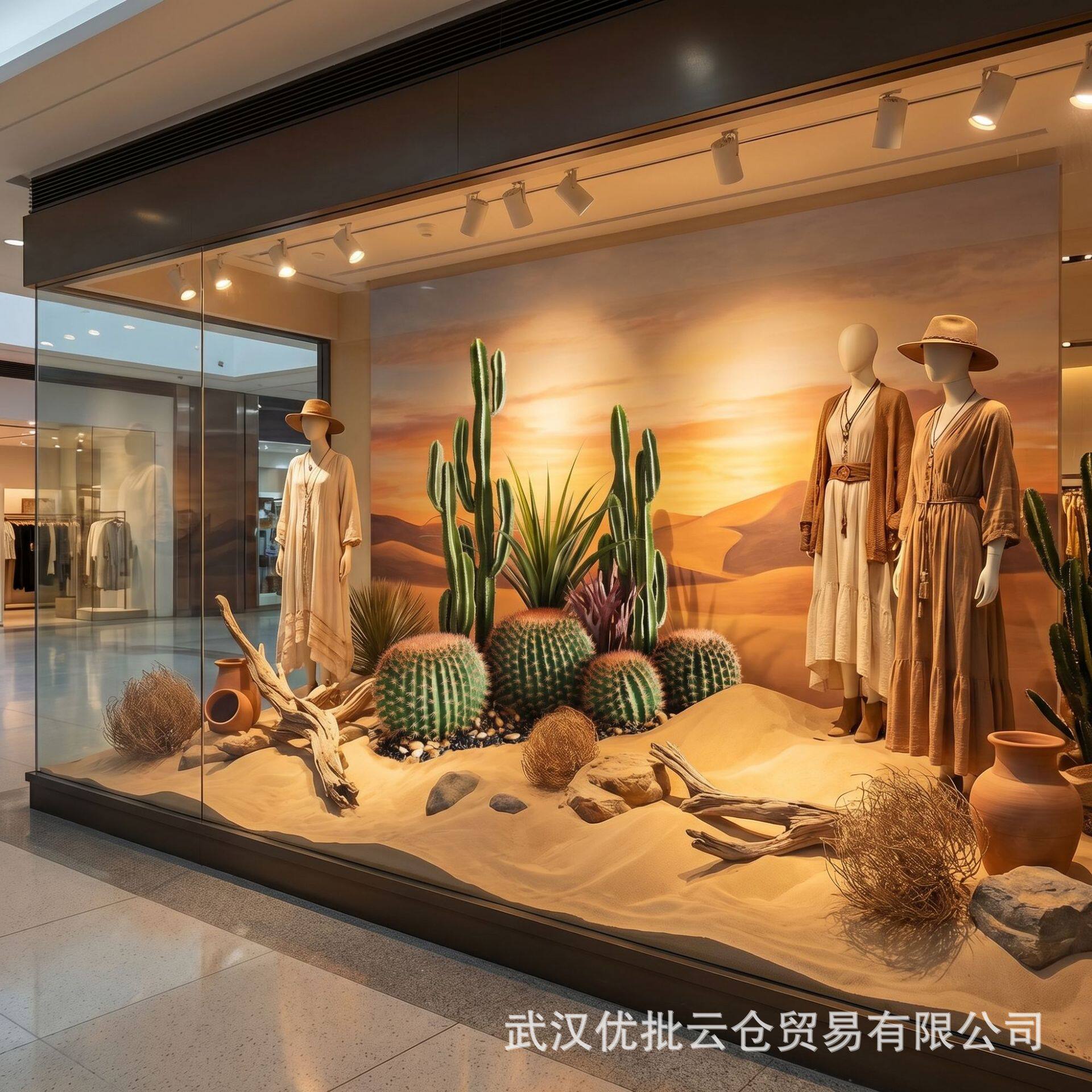 仿真仙人掌热带沙漠绿植造景室内楼梯下橱窗装饰大型摆件假仙人柱