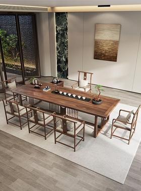 胡ISQ桃木茶原木桌大板中式茶台办公新室茶桌古风功中夫泡茶桌椅