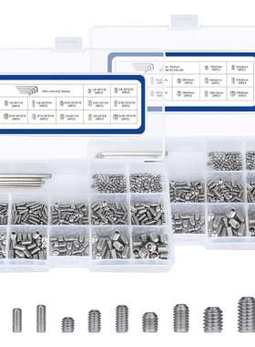 跨境1000pcs304不锈钢公英制二合一内六角紧定机米螺丝配扳手套装