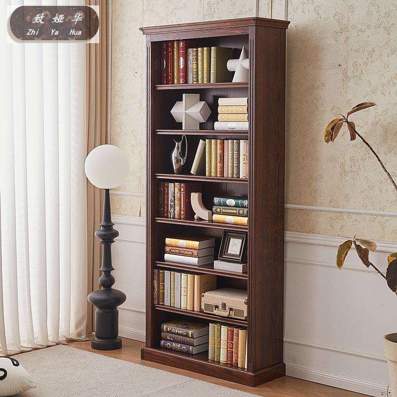 书房家用组合书橱书柜美式纯实木书架满墙客厅满墙收纳置物柜落地