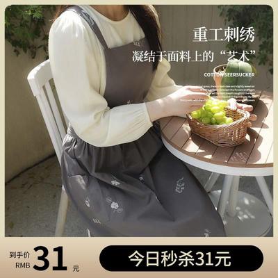 夏季围裙薄款透气上班专用防泼水防污厨房家用围腰花店工作服logo