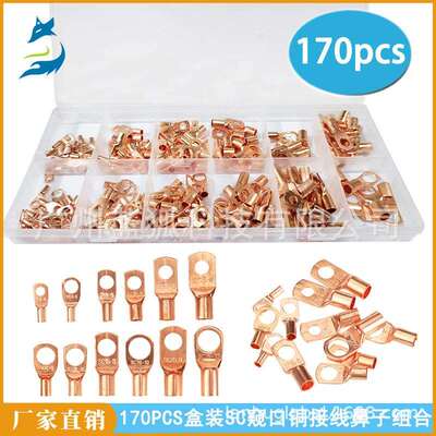 AWG美规铜鼻子170pcs盒装环形接线片蓄电池接线端子SC组合套装