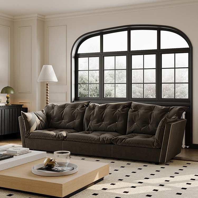 法式复古baxter索伦托云朵磨砂布艺沙发设计师羽绒直排小户型沙发