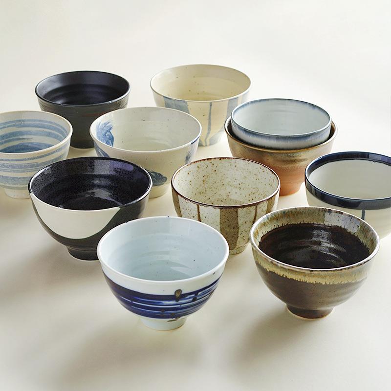 进口美浓烧陶瓷碗釉下彩高颜值大小号高脚碗家用餐具米饭碗沙拉碗