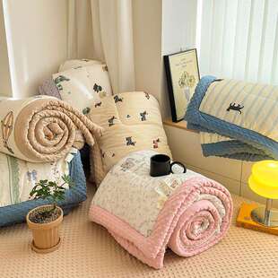 A类牛奶针织棉安抚豆豆绒冬被子加厚保暖大豆纤维秋冬被芯批