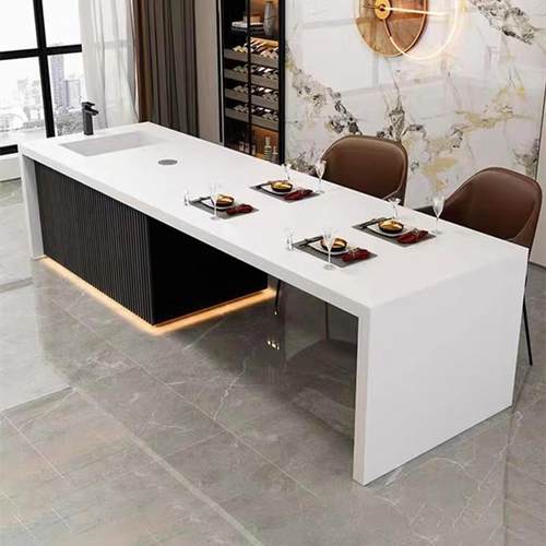 条小户型岩板大myx0068理石岛台开放式厨房餐厅隔断吧台沙发后长