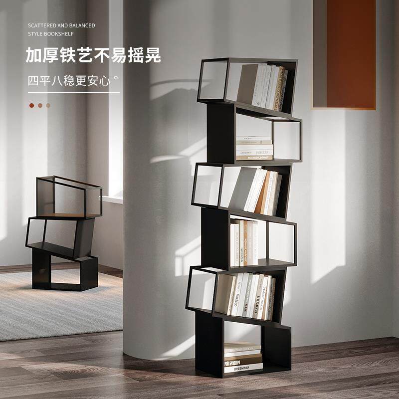 I1现代简架约家用收纳架G4立式书架置展物客厅轻奢落层地多铁艺书