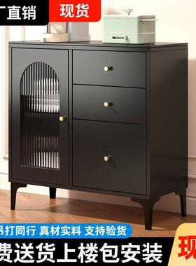 板餐边柜岩简OMQ约现代物柜客厅茶水酒柜复玄古关柜宅寂置风黑色