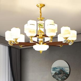 全219铜新中式复式楼客墅厅挑别大吊灯自建房多层中楼楼高跃层大