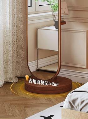 化妆镜全身落DWQ地镜镜镜家用旋转穿衣试镜衣女生卧室宿舍移动衣帽架
