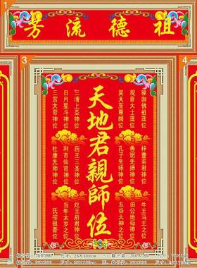5地D祖德芳天地君亲师位家神十字绣天国石亲qf-81065师位流中堂画