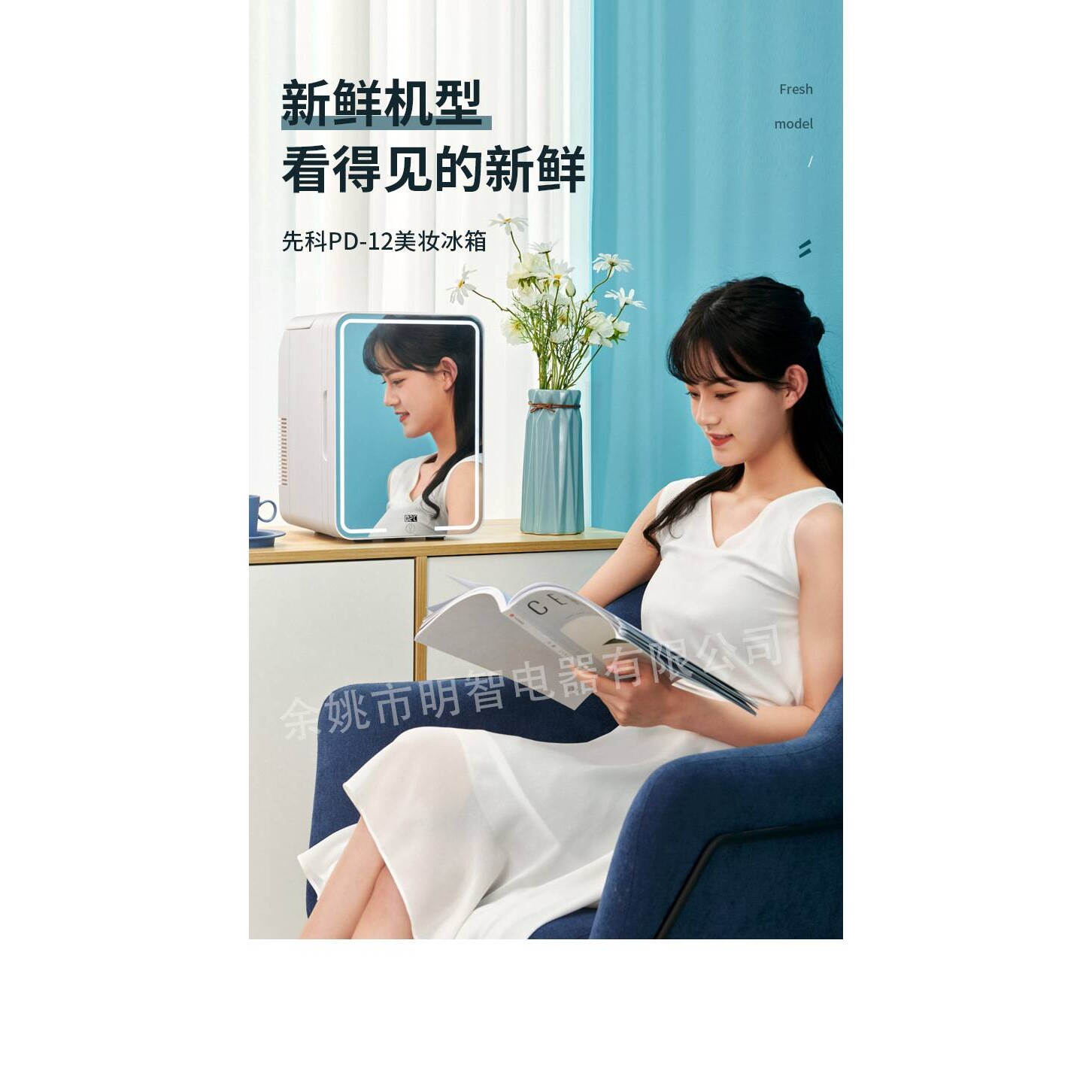 12L镜面美妆小冰箱迷你 LED 微型宿舍母乳美化妆镜冷藏车载家俩用
