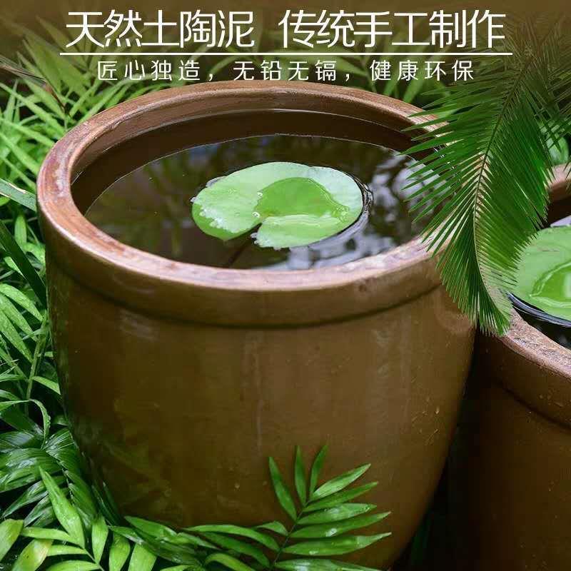 养老式水缸土大陶家用醋缸容量庭院鱼酱缸发酵缸外粗SFM室陶荷花