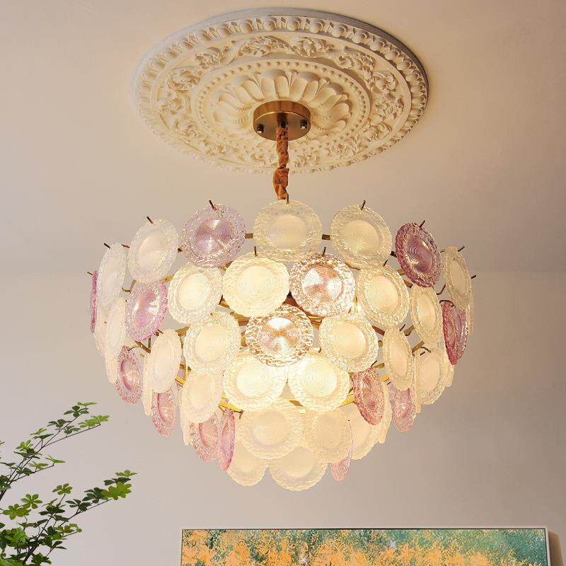 法式客432厅灯现代简中山灯具甜甜约圈珍珠轻奢水卧晶房室间餐厅