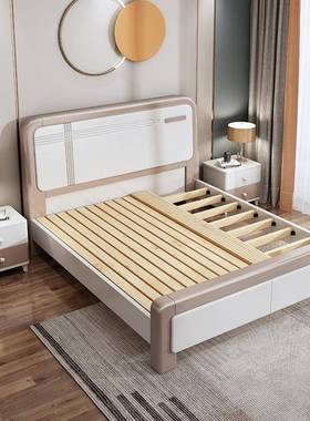 VAL现简约实木主床1.8M米卧双人床1.5单人经济型高箱代储物大床单