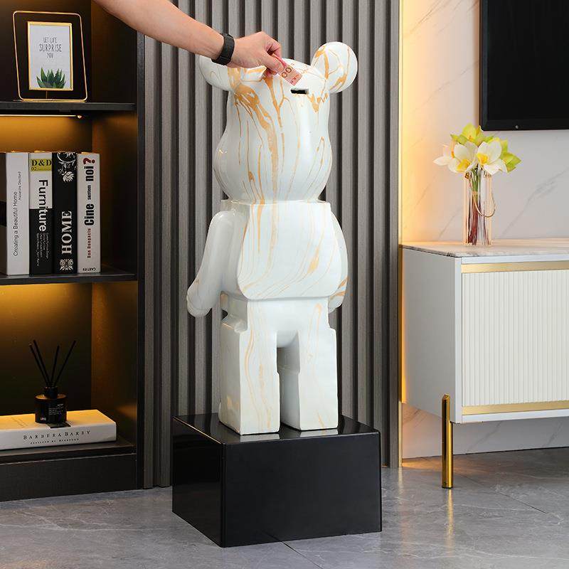 代潮流简艺约黑白流现体熊LXA创意破洞贴珠工客厅电视大柜旁落地,家居饰品,落地摆件,淘宝优惠券,粉丝福利购,淘宝优惠卷