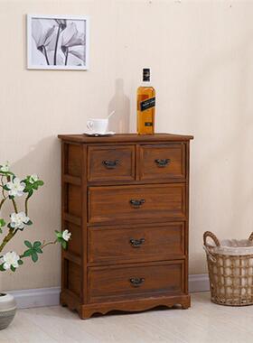 N5屉田60046床头柜园客厅液晶电视柜木卧室床边柜多抽收纳斗实柜