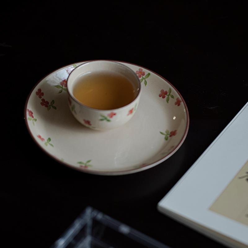 星辰大海粉引手釉彩壶下承日干泡盘陶式绘瓷小型茶台复古茶点盘点