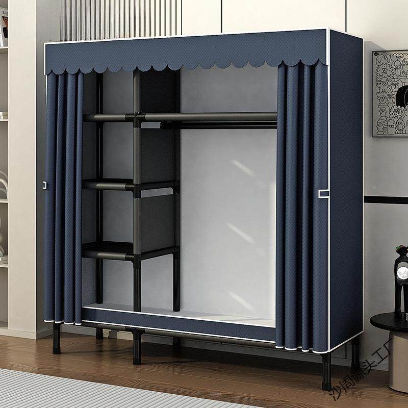 易衣柜家用卧简1室架加粗加钢厚钢管组装布衣柜出租房结实耐用柜