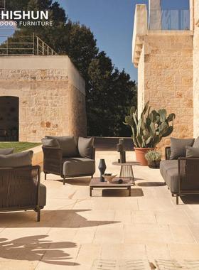 户外沙发庭院别墅休闲绳椅园户外具室GVK外家阳台绳编花店沙酒发