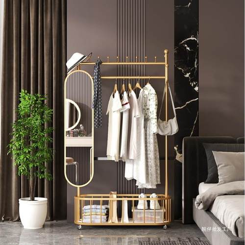 动暐赉全身镜落地衣架家用衣卧室可旋转KCD可移多功能试轻衣穿镜